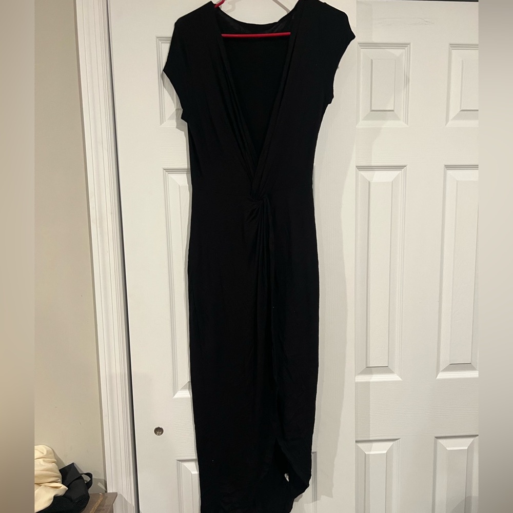 Black extreme V cut Dress